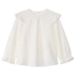 Túnica lisa de manga larga con volantes para bebé niña 
