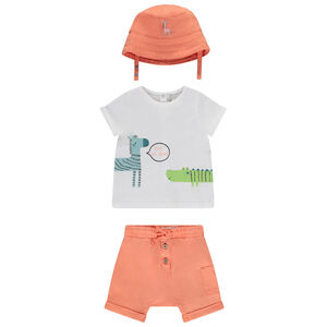 Conjunto corto 3 piezas con sombrero para bebé niño 