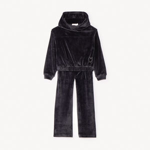 Conjunto sudadera con capucha y pantalón de jogging en terciopelo para niña 