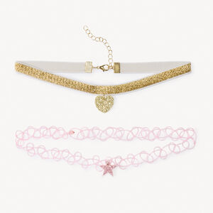 Lote de 2 collares choker de fantasía para niña 