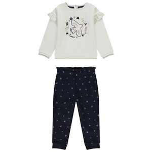 Ensemble jogging 2 pièces oiseau pailleté pour bébé fille 