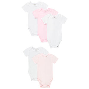Pack de 5 bodies de manga corta para bebé niña. 