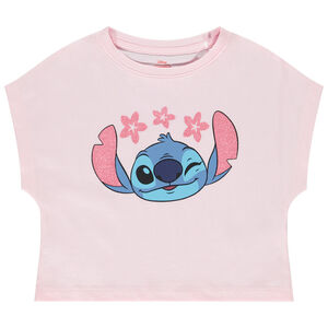 T-shirt manches courtes Stitch Disney forme boîte pour fille Main T-shirt manches courtes Stitch Disney forme boîte pour fille