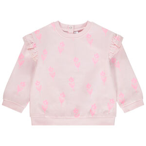 Sudadera de felpa oversize estampado flores para bebé niña 