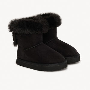 Botines con cuello de piel sintética y lazo para bebé niña 