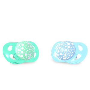 Set de sucettes en silicone 0-6 mois - Bleu/Vert Pastel  