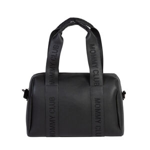 Bolso cambiador Mommy Club Signature de poliuretano vegano y cambiador negro. 