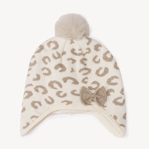 Gorro peruano de punto jacquard de leopardo para niña bebé 
