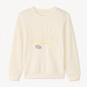 Suéter de doble material con estampado en relieve para niño 