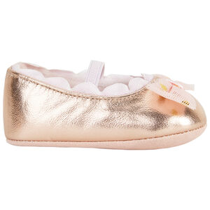 Pelele metálico con lazo de tul impreso de corazones para bebé niña 