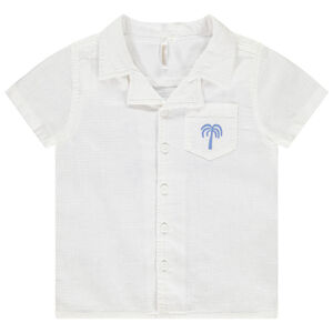 Camisa de manga corta estampada con cuello cubano para bebé niño 