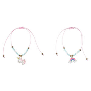 Lote de 2 pulseras con colgantes de fantasía para niña 