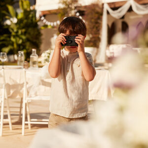 Camisa de manga corta tipo mao de gasa para niño 