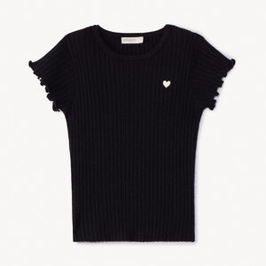 Jersey de manga corta de punto con bordado para niña 