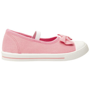 Babies rosas de lona con lazo y tirante elástico para niña 