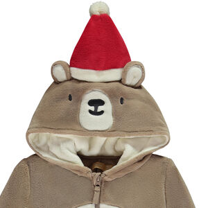 Sobrepijama de sherpa con diseño de oso y gorro de Navidad para niño 