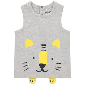 Camiseta sin mangas print animal con detalles en relieve 