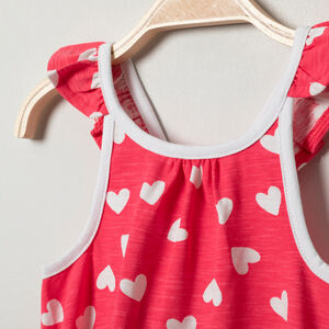 Vestido impreso con tirantes con volante para bebé niña 