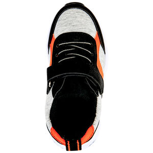 Zapatillas bajas jaspeadas grises con detalles naranjas y cierre de velcro para niño 