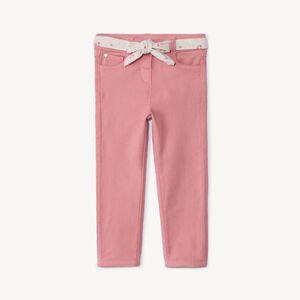 Pantalón vaquero recto con cinturón floral para atar para bebé niña 