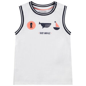Camiseta sin mangas de jersey con estampado de ballena para bebé niño 
