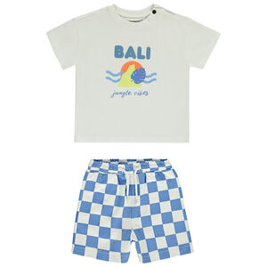 Conjunto 2 piezas con short estampado damero para bebé niño 