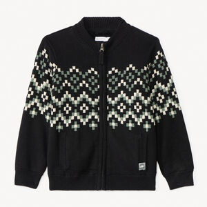 Chaleco de punto forrado con motivos jacquard espíritu azteca para niño 