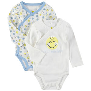 Pack de 2 bodies de manga larga de algodón Smiley Baby para bebé niño 
