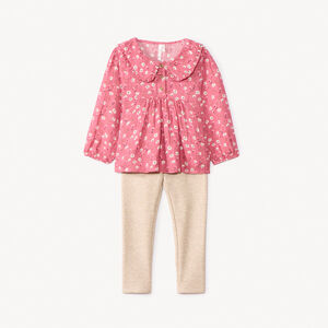 Conjunto 2 piezas con túnica floral para bebé niña 