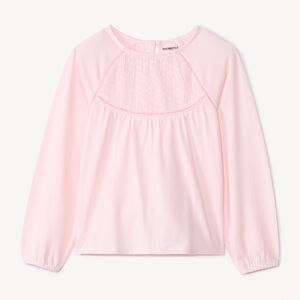 Camiseta de manga larga lisa con bordado para niña 