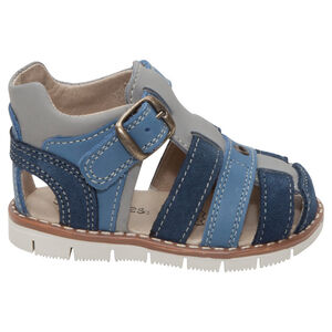 Sandalias de cuero con tiras que contrastan 