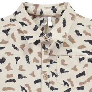 Camisa de manga larga estampada moteada para bebé niño 