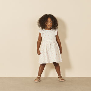 Vestido de manga corta con volantes y estampado floral para bebé niña 