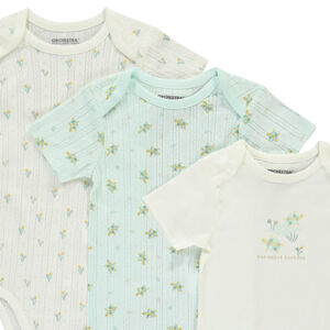 Lote de 5 Bodies de manga corta con motivos de tortugas para bebé niña con aberturas diferentes según la edad 