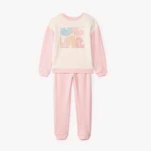 Conjunto sudadera colorblock fantasía y pantalón de jogging para niña 