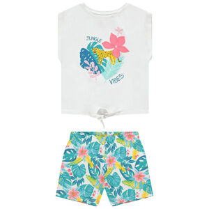 Ensemble avec t-shirt à nouer et short à imprimés esprit jungle 