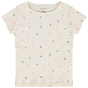 Camiseta de manga corta de punto acanalado con lunares para niña 