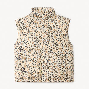 Chaleco acolchado sin mangas con estampado de leopardo para niña 