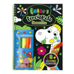 Libro para colorear Color y terciopelo Dinosaurios  +4 años 