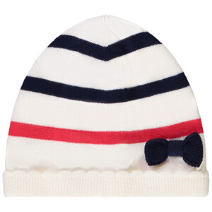 Gorro de rayas con lazo decorativo para bebé niña 