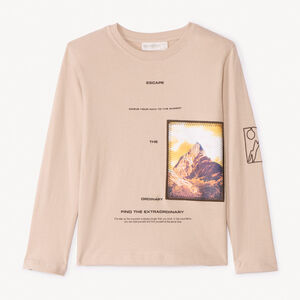 Camiseta de manga larga con parche fotoprintado para niño 