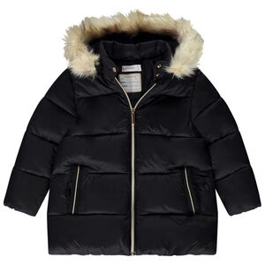 Doudoune longue à capuche en toile pour fille 