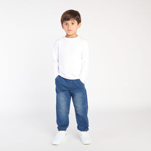 Jeans jogger efecto denim liso para niño 