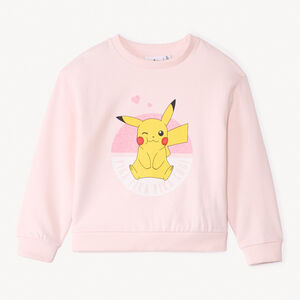 Sudadera de felpa lisa rosa con estampado de Pikachu Pokémon para niña 
