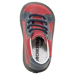 Botines de piel con cordones y gato estampado 