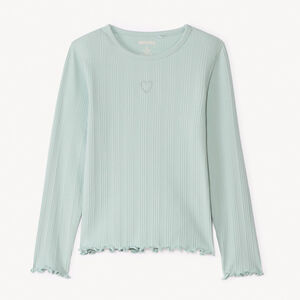 Camiseta de manga larga con corazón bordado para niña 