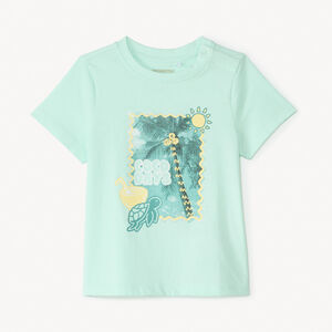 Camiseta de manga corta con fotoprint de playa para bebé niño 