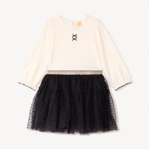 Ropa de manga larga efecto 2 en 1 bicolor para niña bebé 