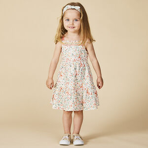 Conjunto vestido + diadema estampado vegetal para bebé niña 