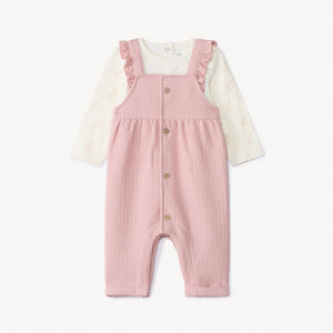 Conjunto de 2 piezas con pelele de punto calado para bebé niña 